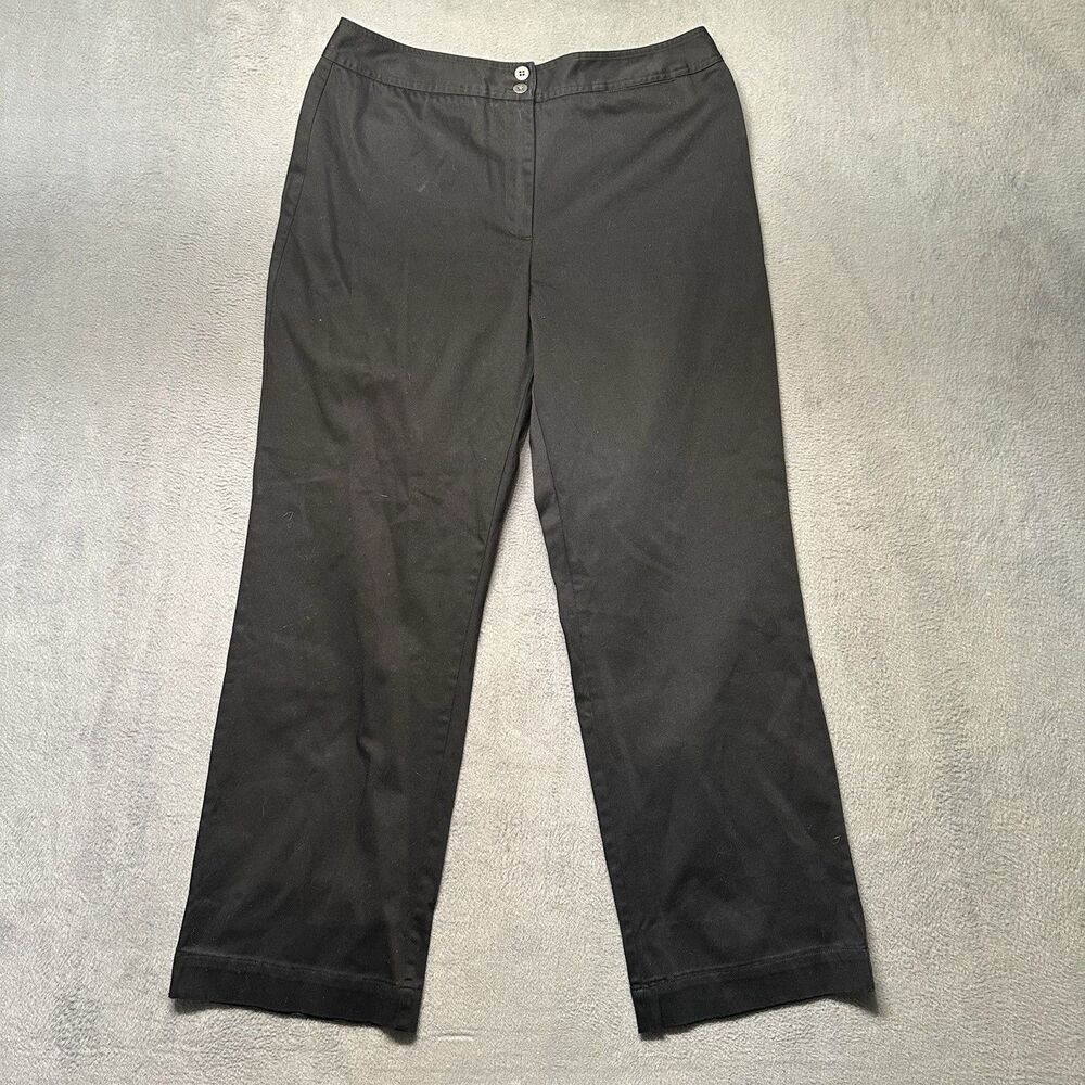 Chicos Womens 2 Short US 12 Straight Leg Pants Black Stretch Career Workwear EUC